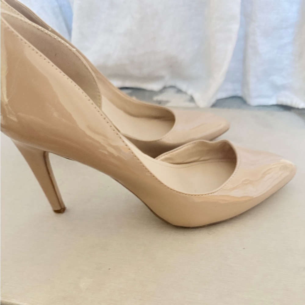 Elegant Nude Patent Leather Heels